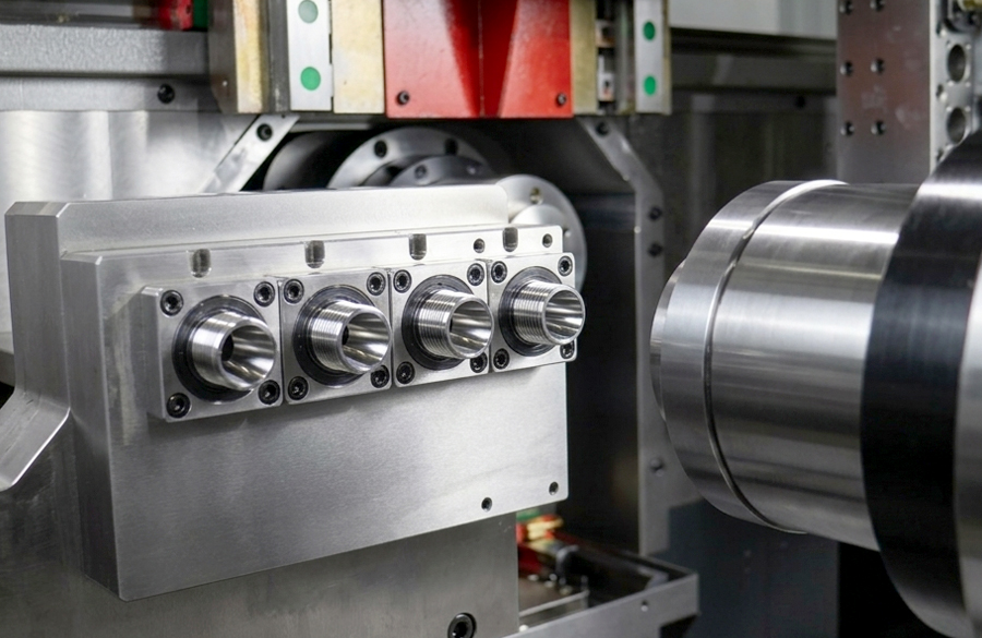 Multi-Station Live-Tooling für CNC-Drehmaschinen in der Präzisionsbearbeitung komplexer Metallteile.